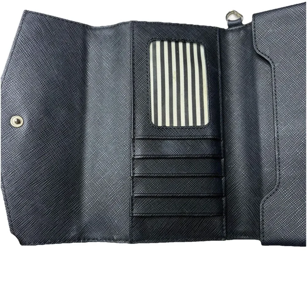 Kate Spade Deep Trifold Wallet / Wristlet Black Leather With Phone Holder